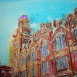 Albert Hall - ©2021 - Cathy Read  - 40 x 50cm - Watercolour and acrylic ink
