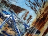 Gathering cars in MK -©2012 - Cathy Read - Mixed Media - 50 x 40 cm