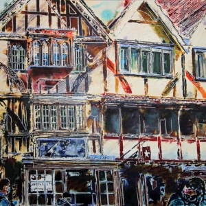 Shop to Let - ©2021 - Cathy Read - 55 x 75 cm - Watercolour and Acrylic