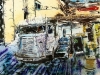 ©2016 - Cathy Read - H van cafe- Watercolour and Acrylic on paper  -40 x 50 cm