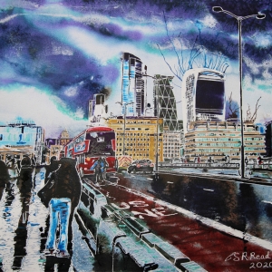 London Bridge -©2020-Cathy-Read-Watercolour-and-Acrylic-41-x-50.6-cm