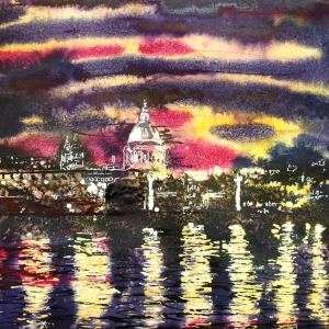 Thames Reflections - ©2020-Cathy Read-Watercolour and Acrylic