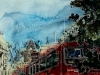 ©2015 - Cathy Read - Bus Queue - Watercolour and Acrylic  - 55x75 cm