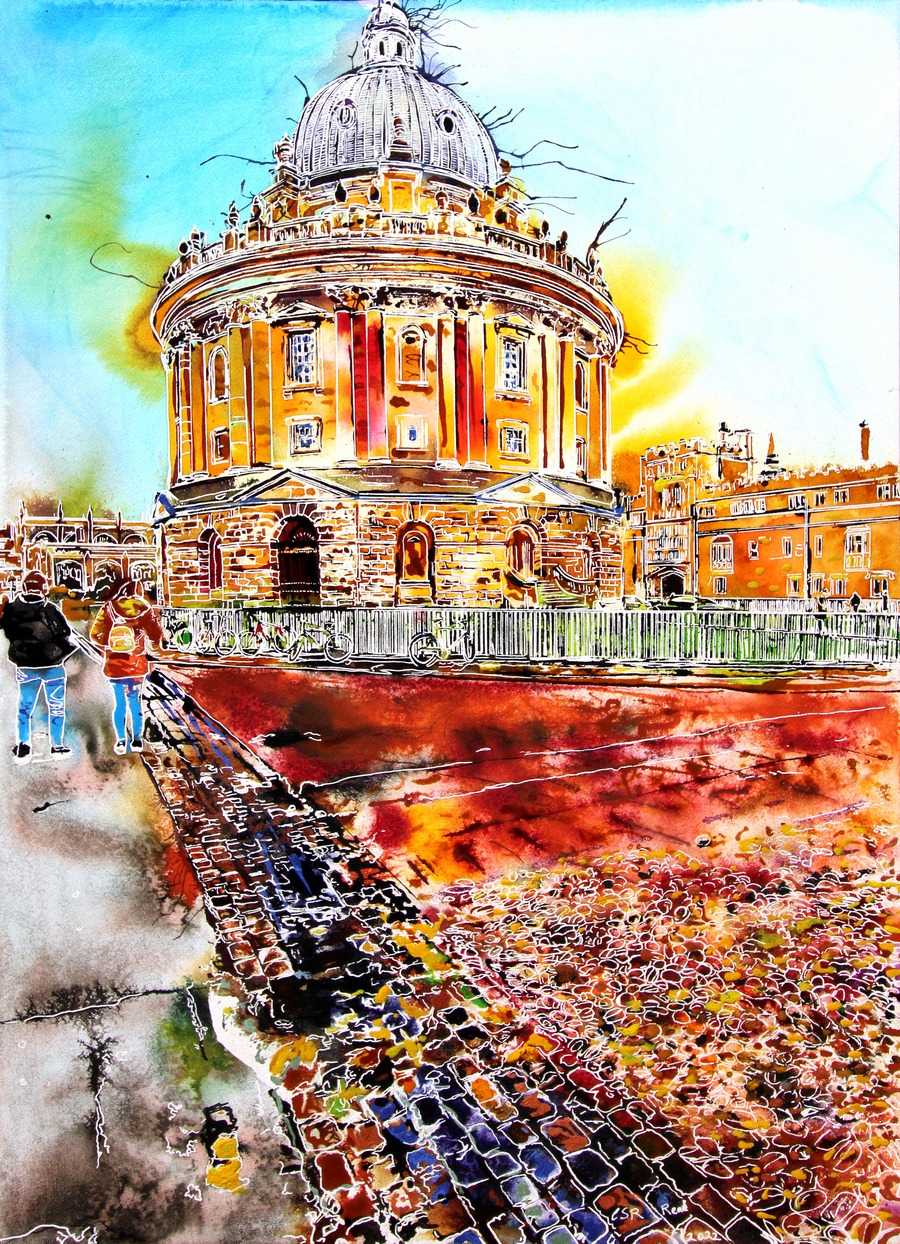Radcliffe Camera - ©2022 Cathy  Read - Watercolour and Acrylic ink - 76 x 56 cm