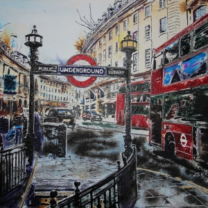 Regent Street- ©2020- Cathy Read-Watercolour and acrylic ink - 56x76cm
