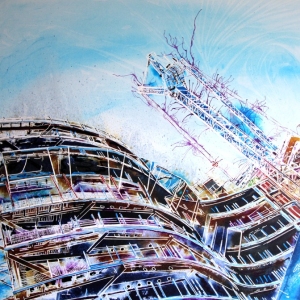 Under Construction - ©2022 - Cathy-Read - Watercolour and Acrylic - 56 cm x 76 cm