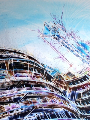 Under Construction - ©2022 - Cathy-Read - Watercolour and Acrylic - 56 cm x 76 cm