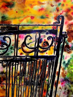 Welsh Gate - ©2022 - Cathy Read - Watercolour and Acrylic - 59x42 cm