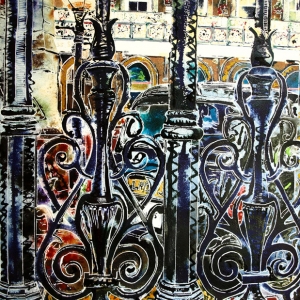 Charing Cross - ©2019 - Cathy Read -watercolour and acrylic ink-51-x-41cm