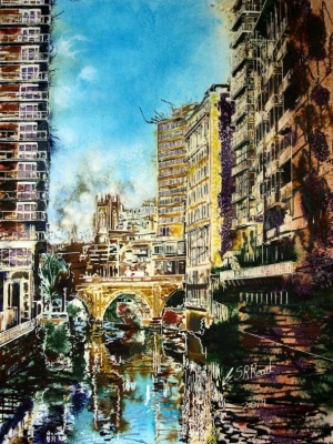 Irwell Reflections - Cathy Read - Watercolour and acrylic ink - ©2019