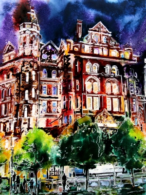Midland Hotel - ©2022- Cathy Read-Watercolour and Acrylic - 56x76cm