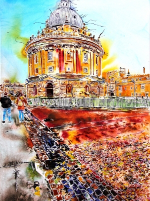 Radcliffe Camera - ©2022 Cathy  Read - Watercolour and Acrylic ink - 76 x 56 cm