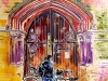 ©2022 - Cathy Read - Balliol Door - 50 x 40 cm - Watercolour and Acrylic Ink